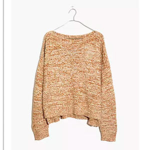 Madewell Boatneck Side-Button Sweater S NWOT marled acorn